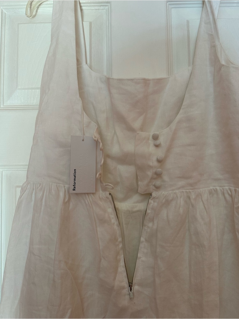 Reformation bucatini linen white midi dress size 8 NWT - Picture 7 of 8